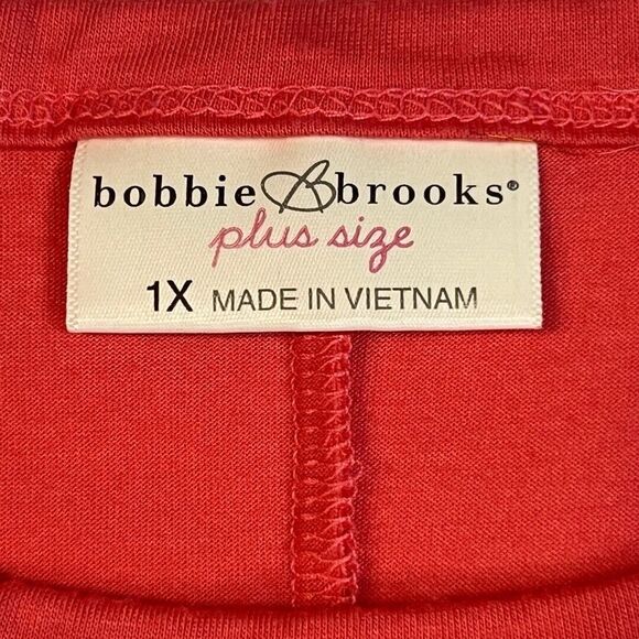Bobbie Brooks Blouse Womens 1X Pink Coral Basic Knit Front Knot Casual Soft Top - Picture 6 of 7